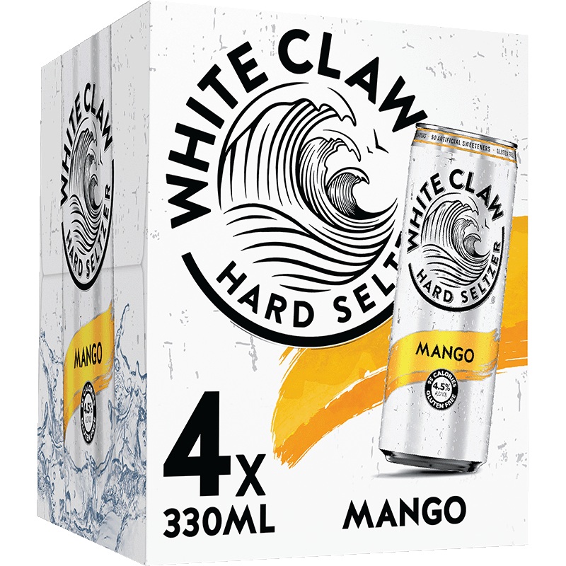 White Claw Hard Seltzer Mango 4 Pack (33cl Cans)