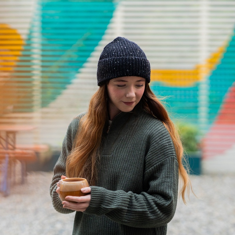 Donegal Beanie – Black Flecked