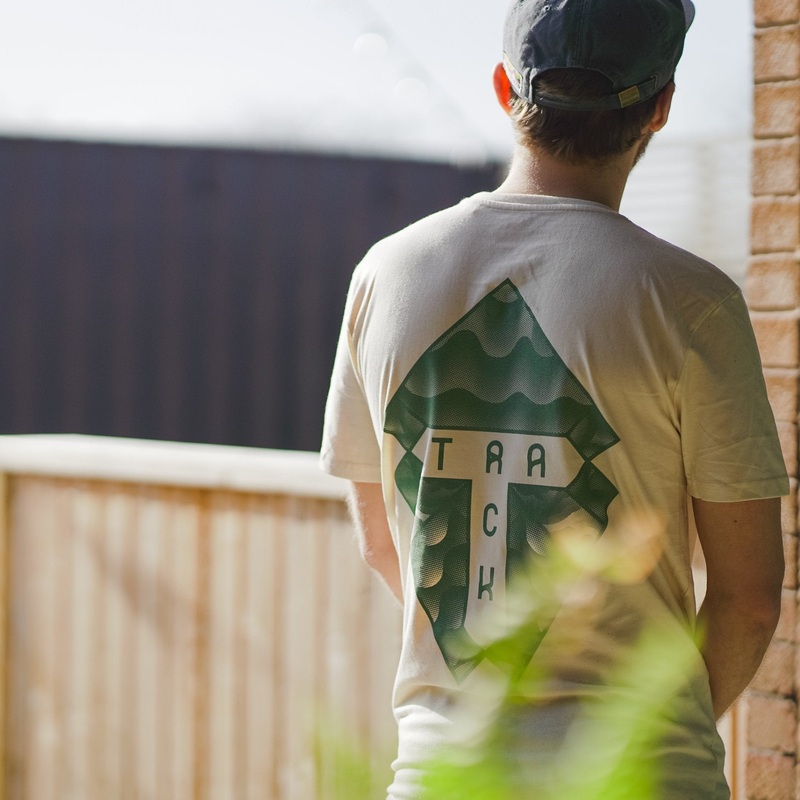 Track Logo & Shield T-Shirt – Natural & Forest Green