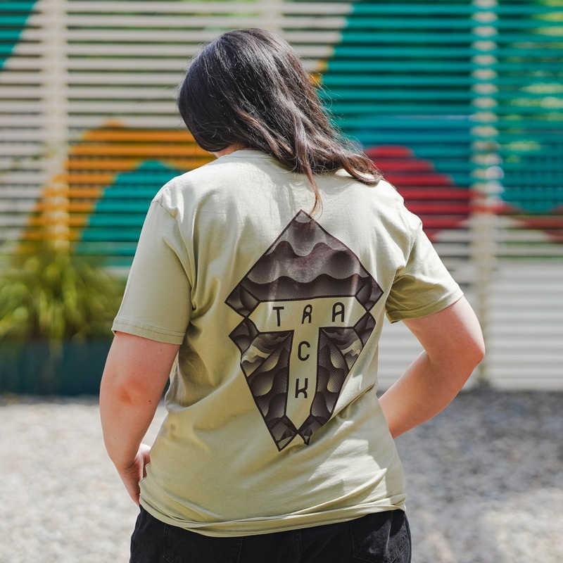 Track Logo & Shield T-Shirt – Sage Green & Brown