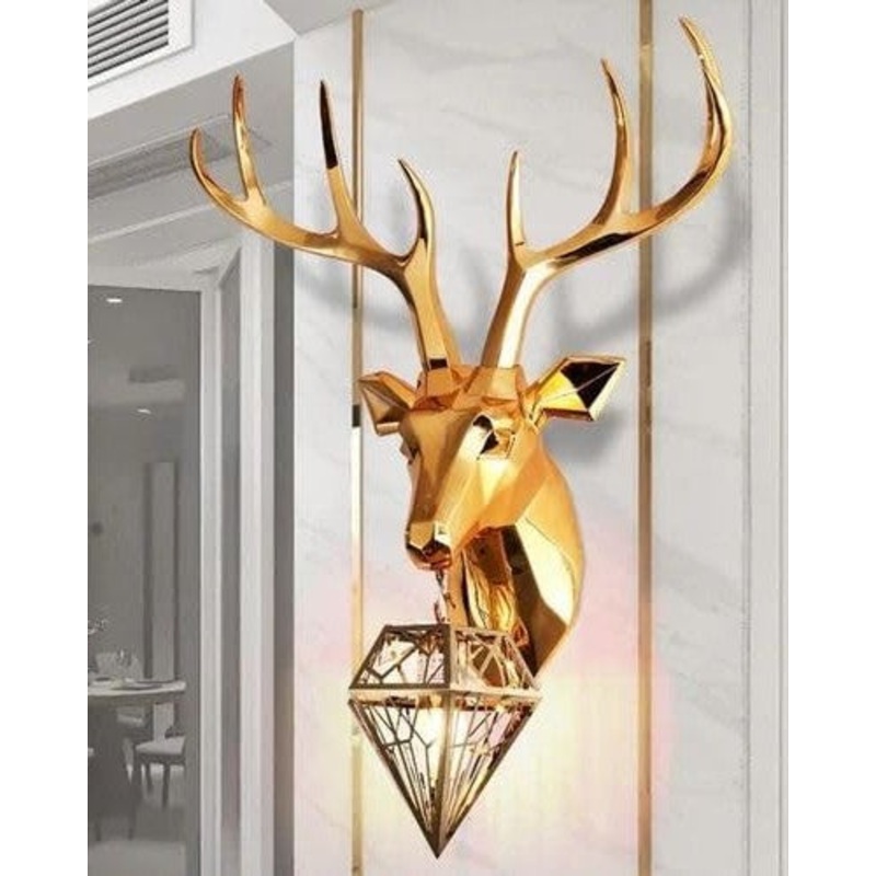 Golden Geometric Deer Wall Light