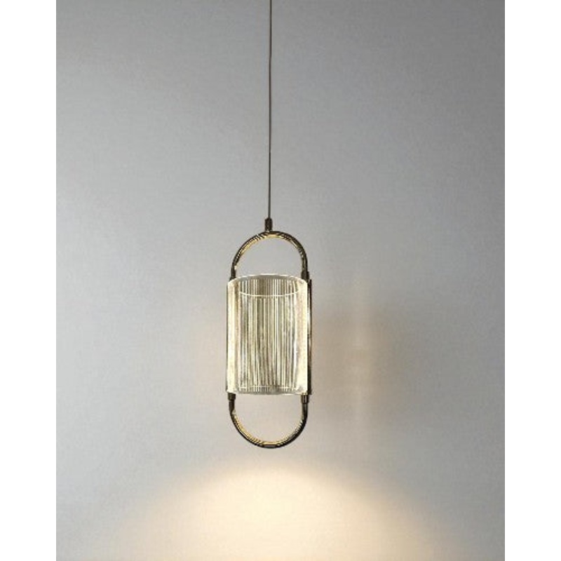 Halo Frame Ribbed Glass Pendant