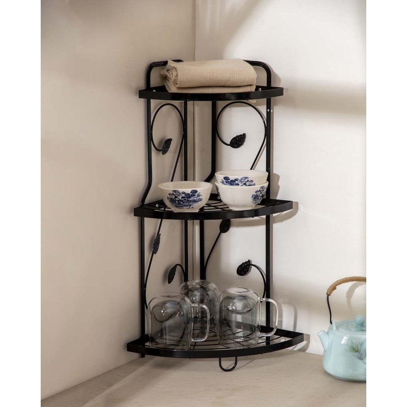 3-Tier Metal Leaf Design Storage Rack