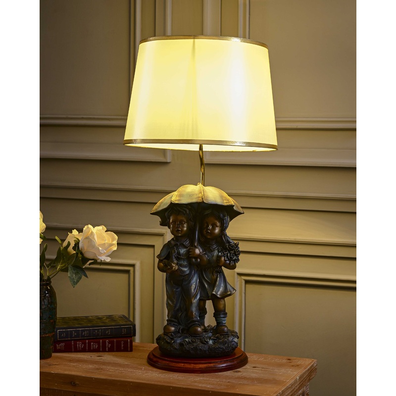 Angel Cherub Couple Table Lamp
