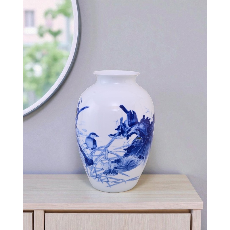 Blue Lotus Elegance Bone China Vase