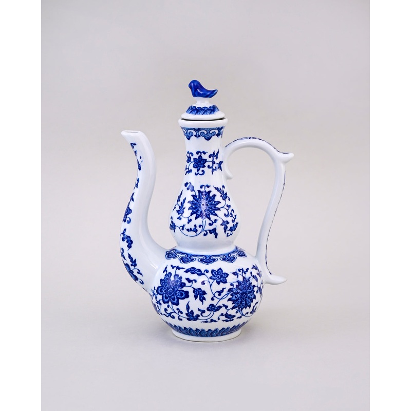 Blue & White Floral Pitcher Vase
