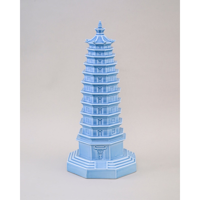 Celestial Blue Celadon Pagoda Sculpture