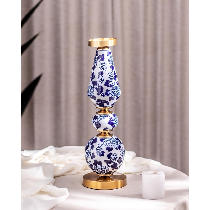 ‘Chrysanthemum’ Ming Pillar Candle Holder – Small