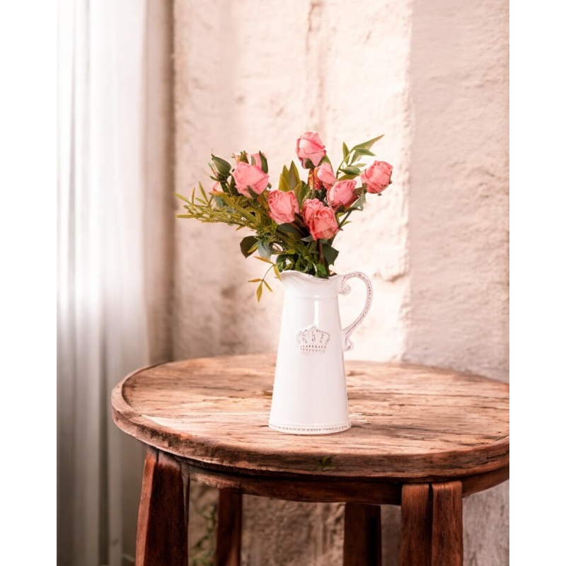 Crisp White ‘Queen’ Pitcher Vase – V