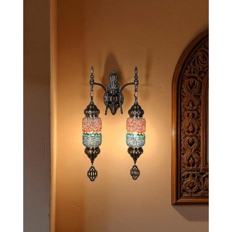 Double Mosaic Glass Turkish Wall Light