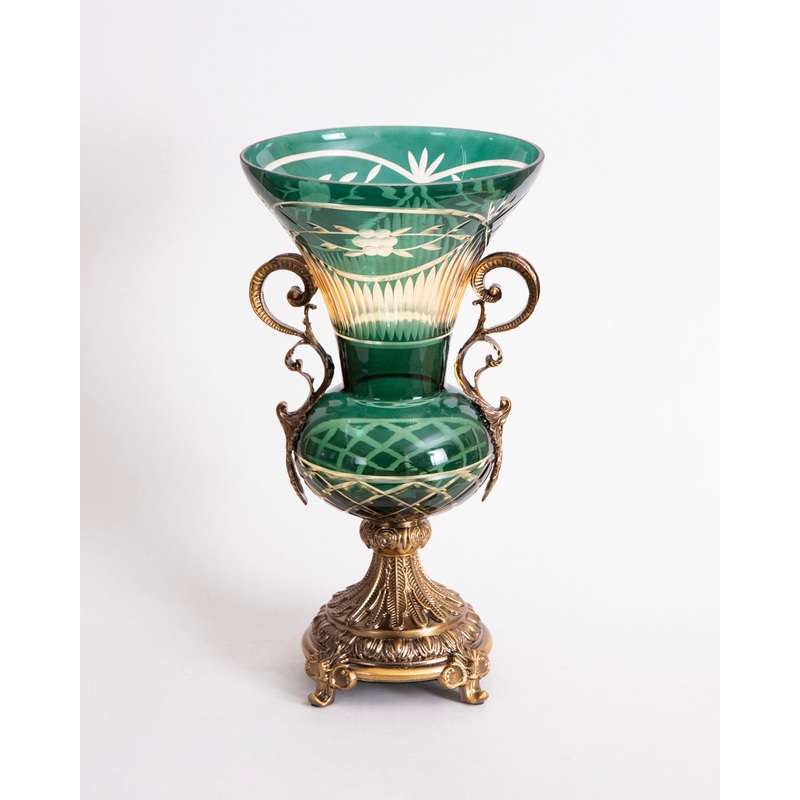 Emerald Regal Etched Vase