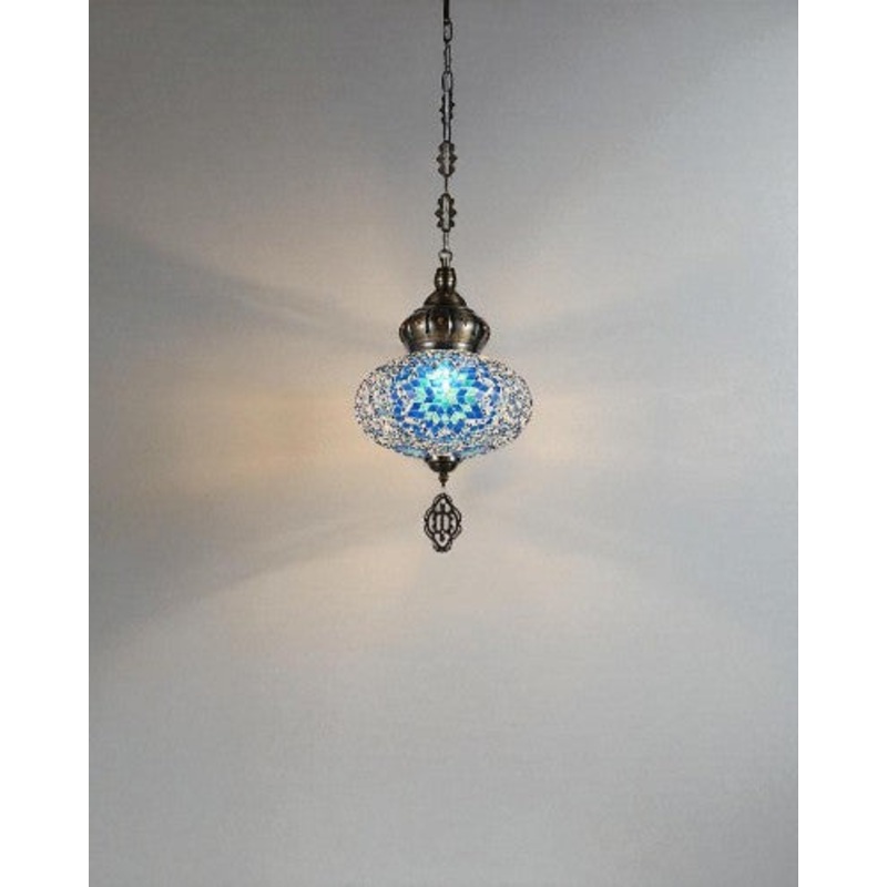 Mosaic Glow Turkish Pendant Light – Blue