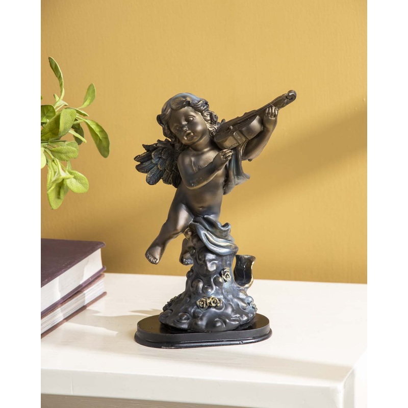 Playing Violin Angel Cherub Figurine – Large
