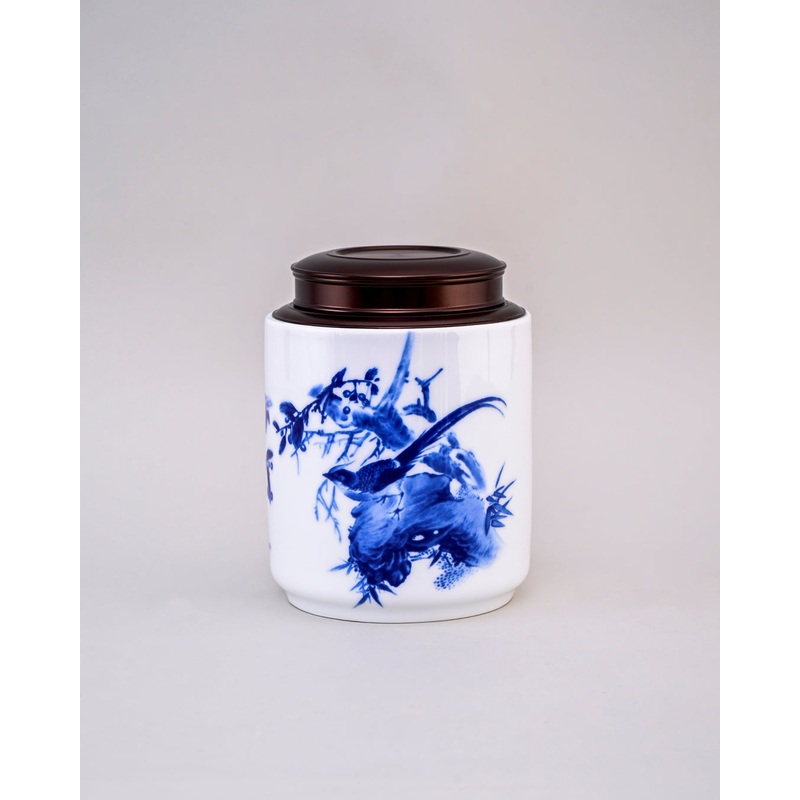 Songbird Blue & White Porcelain Storage Jar