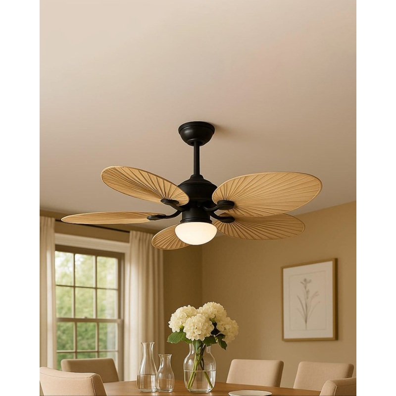 Tropi Breeze Palm Leaf LED Ceiling Fan Light