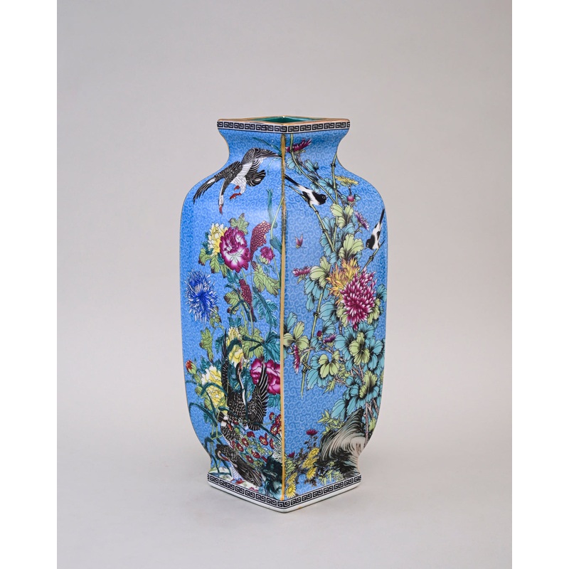 Blossom Cloisonn Enamel Vase – Blue