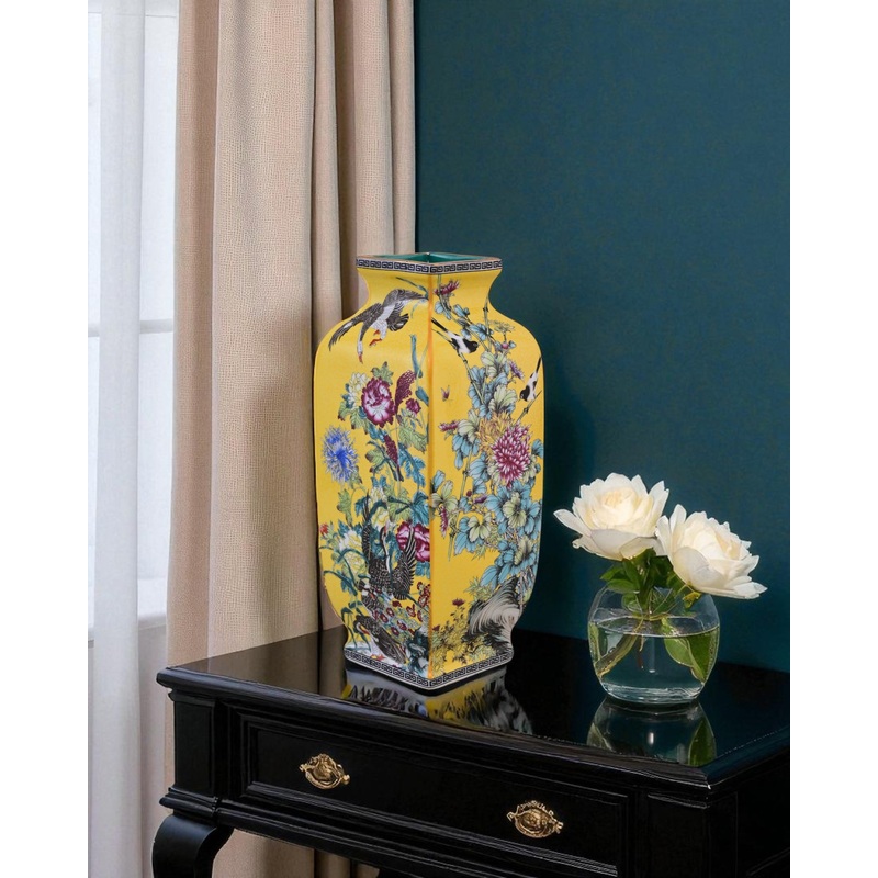 Blossom Cloisonn Enamel Vase – Yellow