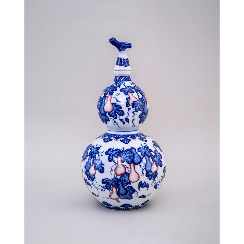 Blue and White Double Gourd Vase – Medium