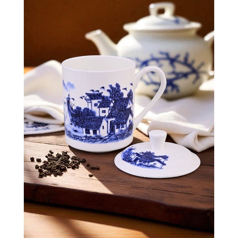 ‘Blue Cottage’ Fine Bone China Mug