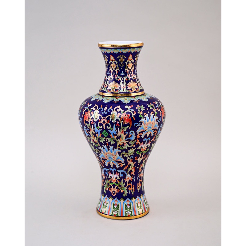 Majestic Enamel Cloisonne Flower Vase – Blue