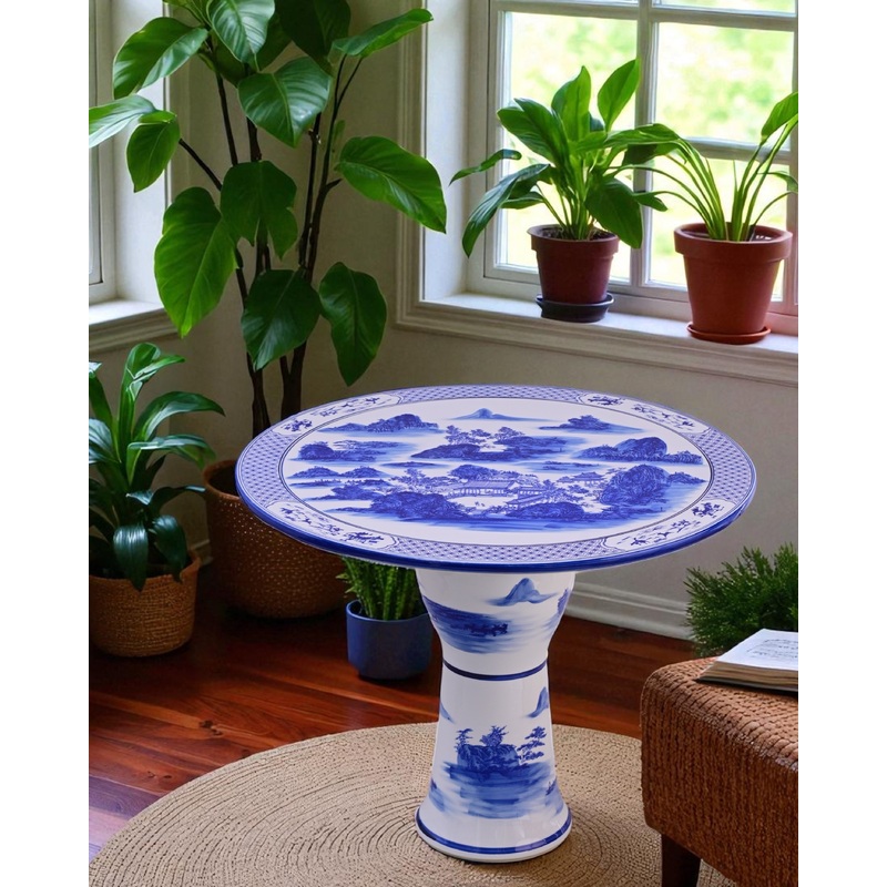 Oriental Landscape Porcelain Center Table