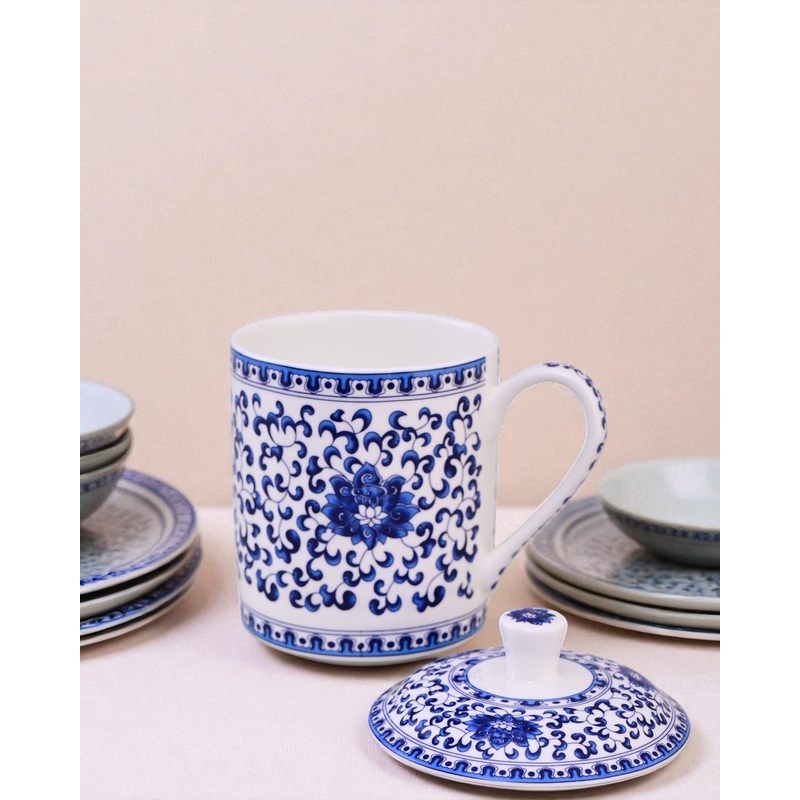 Royal Blue Floral Bone China Mug