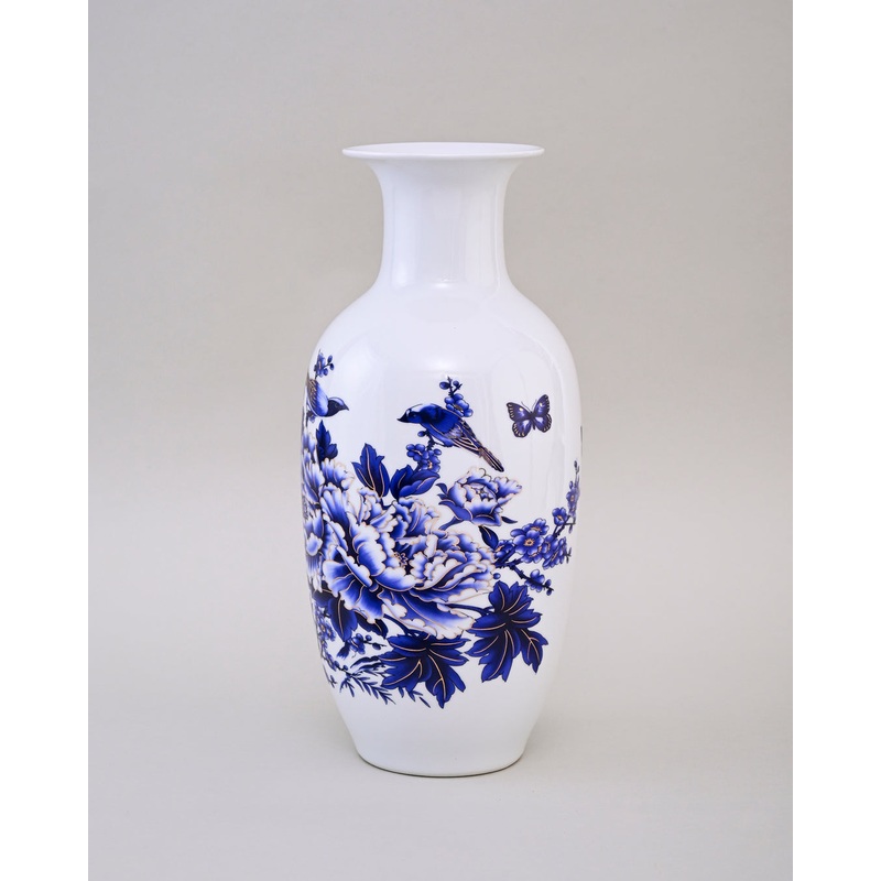 Royal Blue & White Blossom Bone China Vase