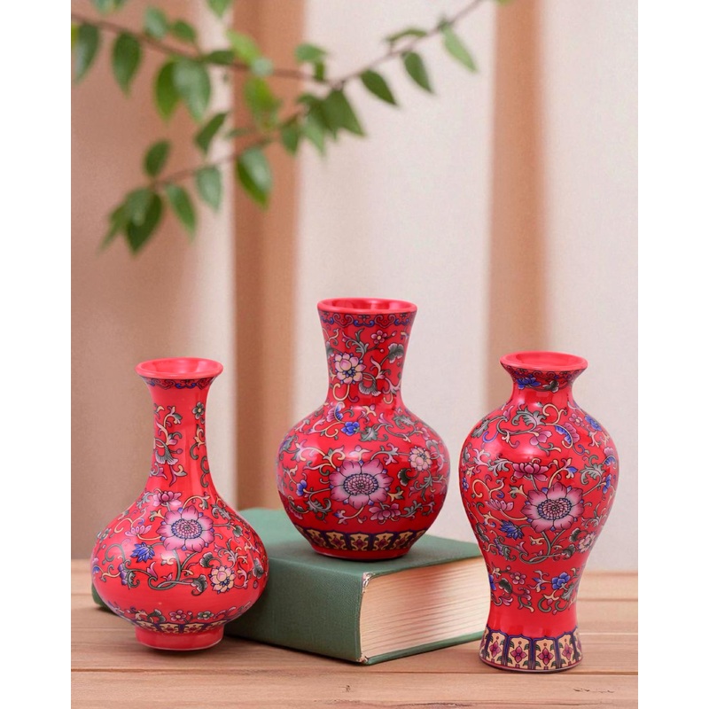 Royal Red Garden Ensembleb Vase – Set Of 3