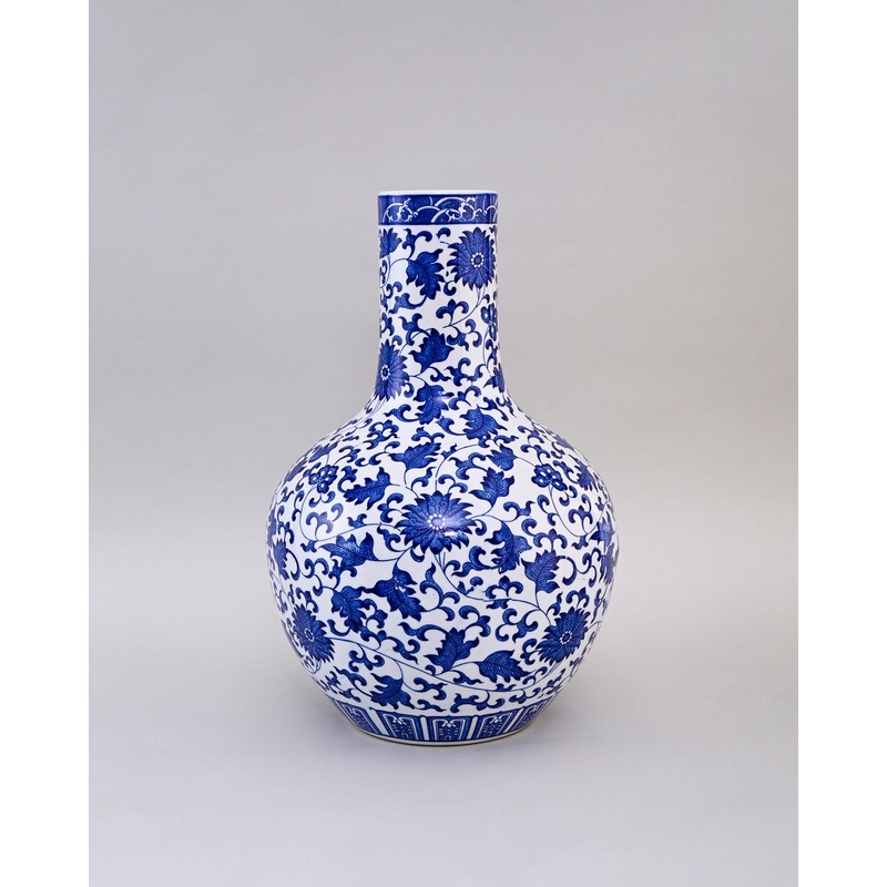 Swirling Vine Floral Porcelain Vase