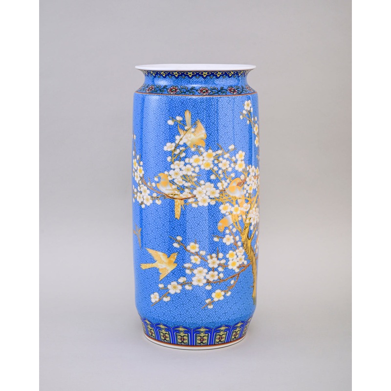 Whispering Petals Harmony Cylinder Vase – Blue