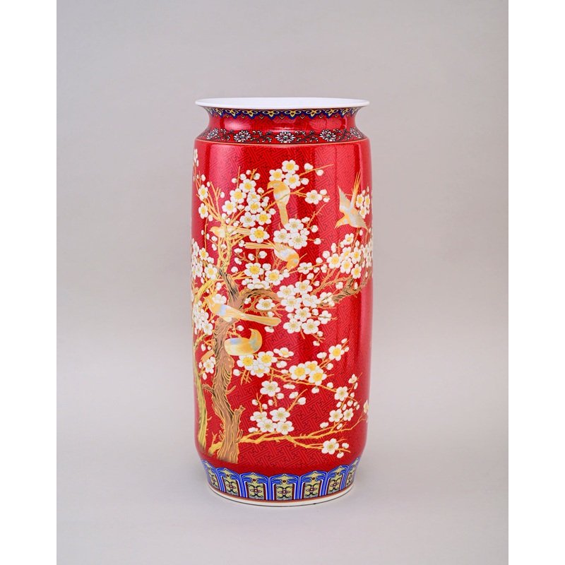 Whispering Petals Harmony Cylinder Vase – Red