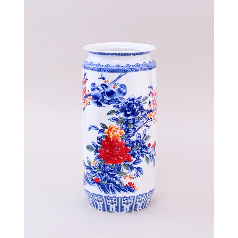 Whispering Petals Harmony Cylinder Vase – White