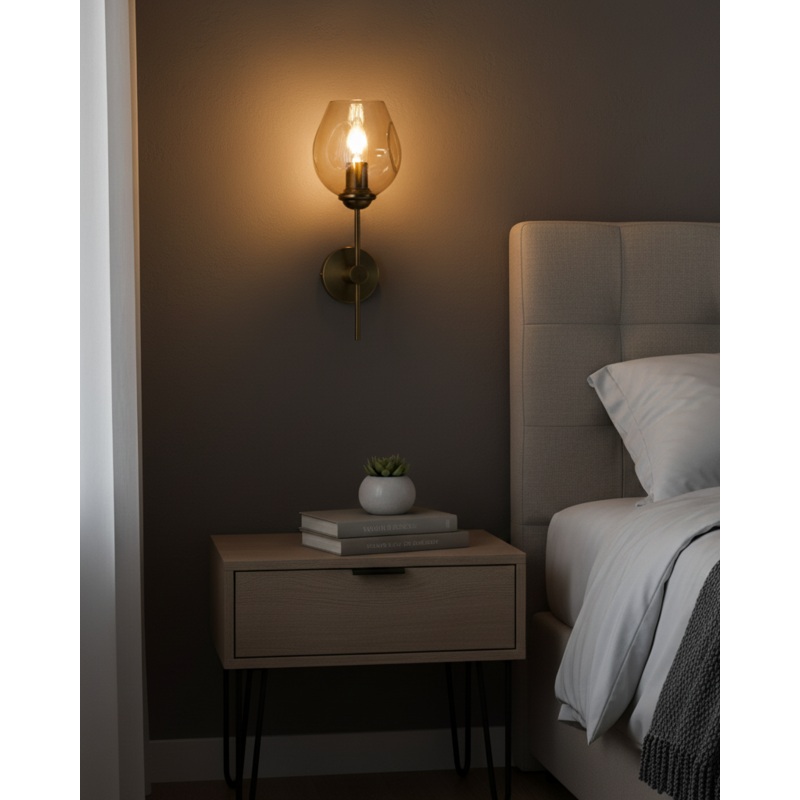 Amber Glow Glass Wall Light