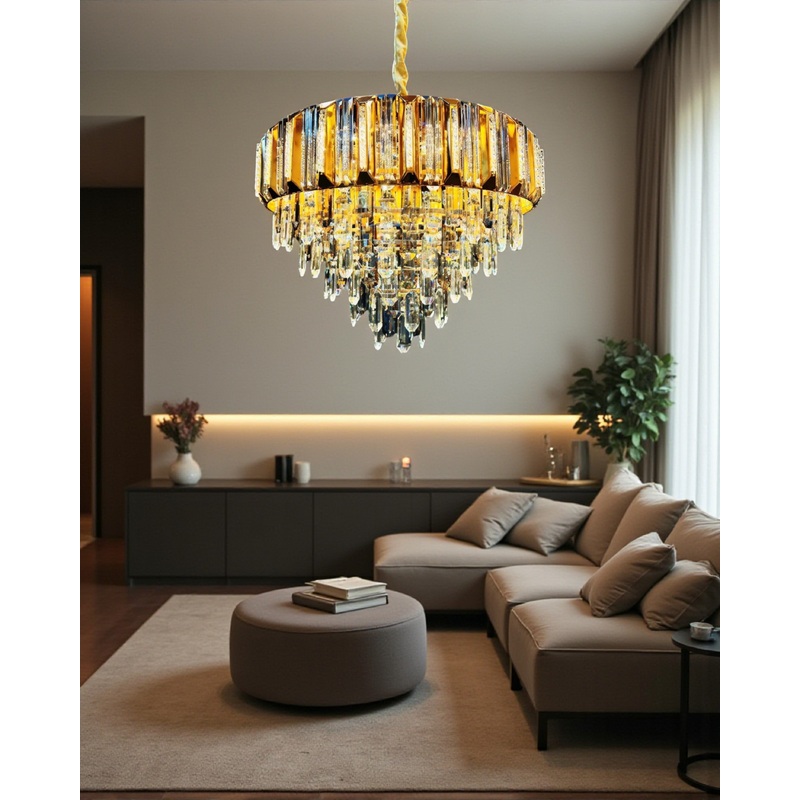 Amber Prism Cascade Crystal Chandelier – 600MM