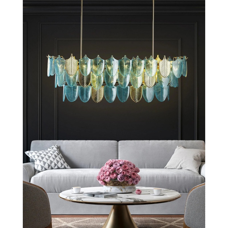 Blue Crystal Leaf Chandelier