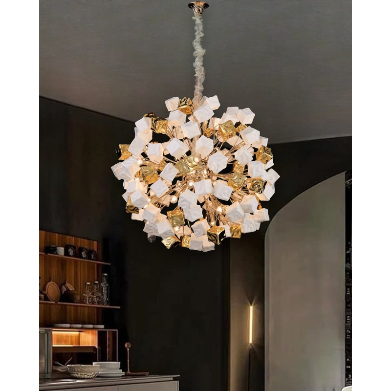 Contemporary Cube Cluster Chandelier – 12 Bulbs