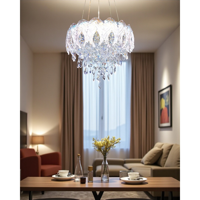 Crystal Feather Elegance Chandelier – 600MM
