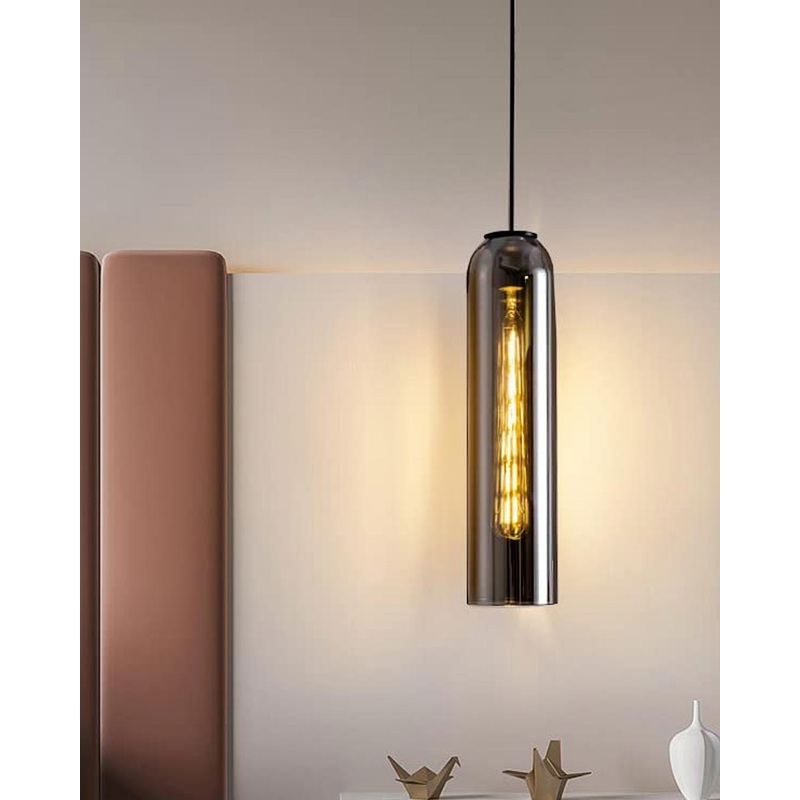 Cylinder Glass Pendant Light – Smoke
