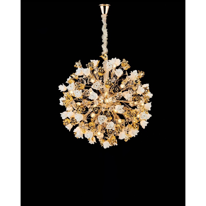Elegant Floral Sphere Chandelier – 40 Lights