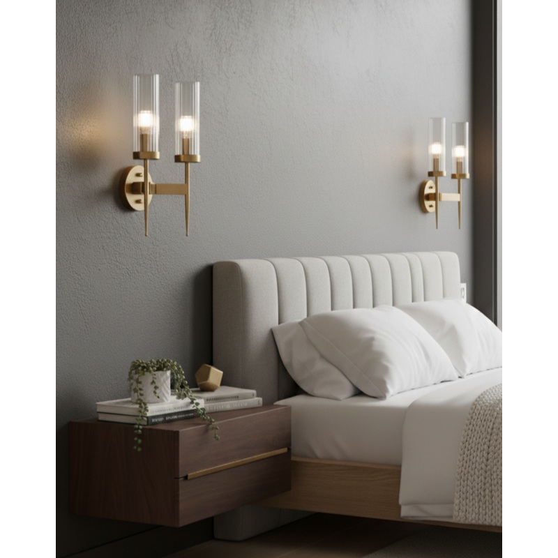 Glass Shade Double Head Wall Light