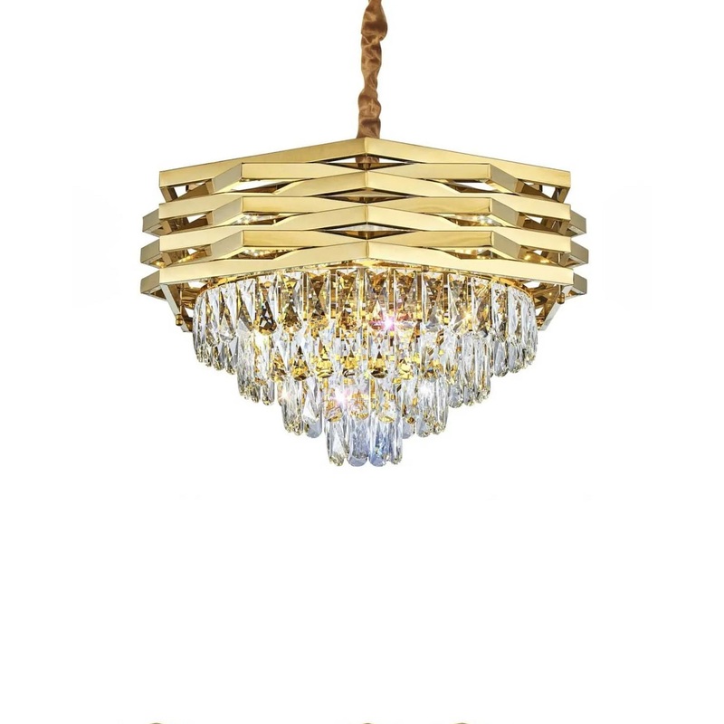 Golden Crystal Prism Chandelier – 800MM