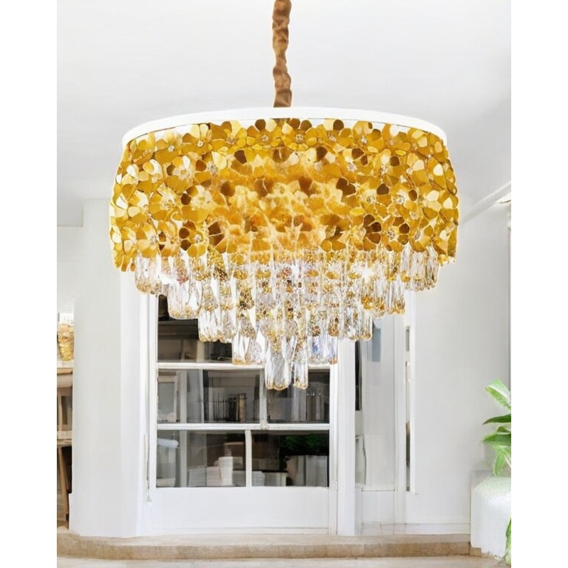 Golden Glimmer Crystal Chandelier – 60 CM
