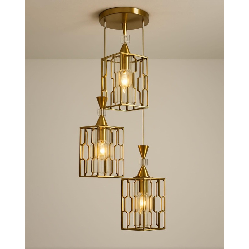 HexaGrid Gold Pendant Light