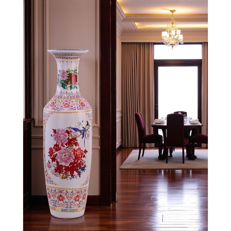 Imperial Harmony Hand-Painted Floor Vase – 125 cm