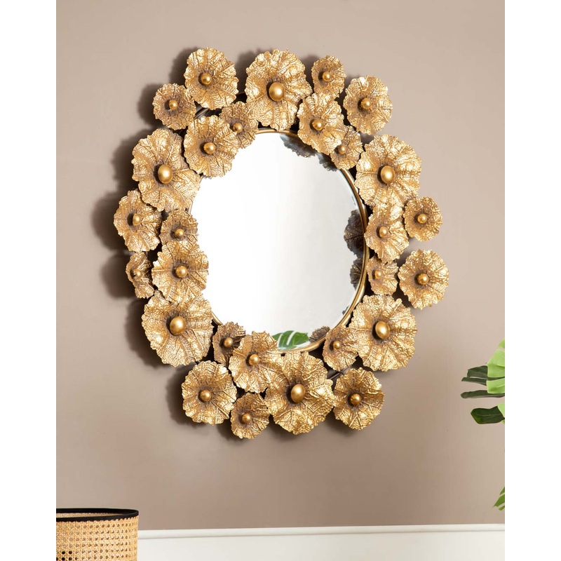 ‘Leafy Radiance’ Metal Leaf-Embellished Mirror