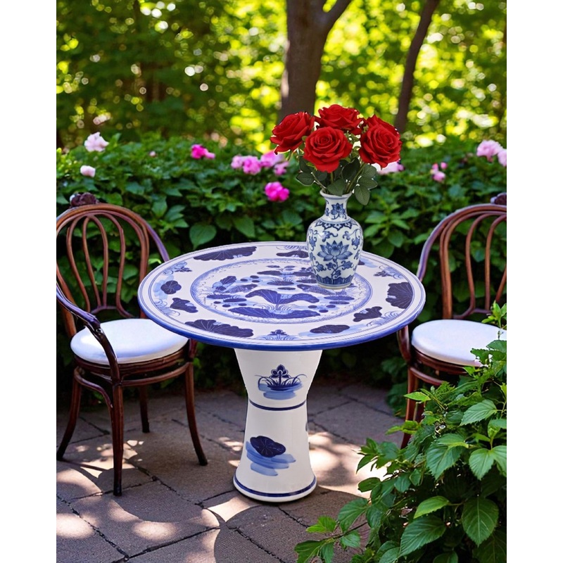 Lotus Serenity Blue & White Center Table