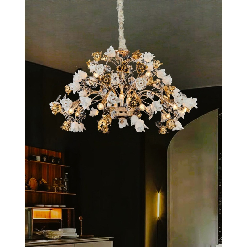 Luxury Blossom Bouquet Chandelier – 20 Bulbs