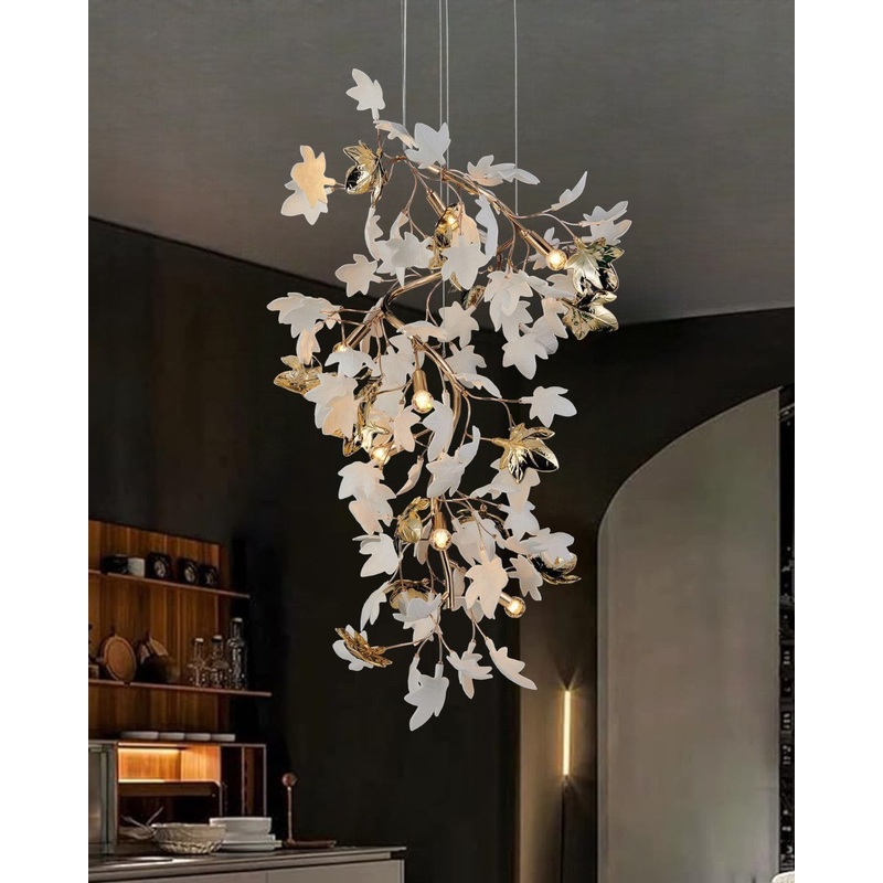Maple Leaf Branch Staircase Chandelier