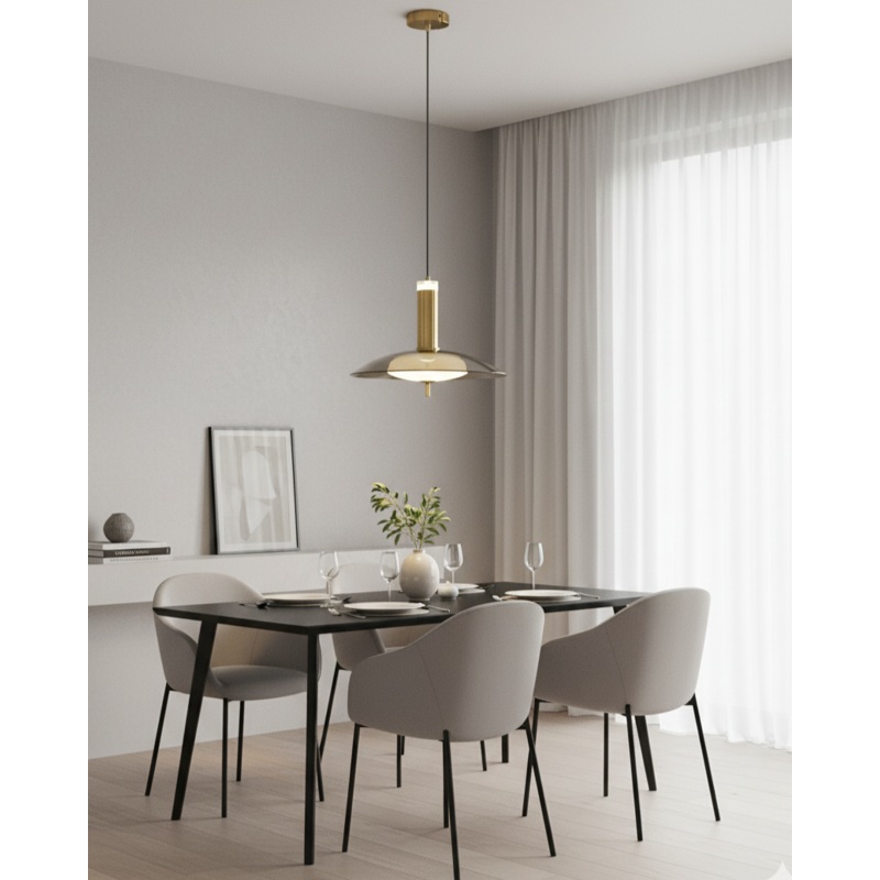 Modern Brass Disc Pendant Light