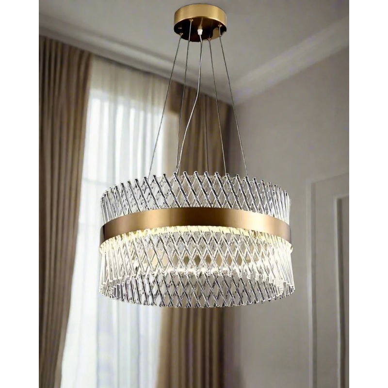 Modern Crystal Mesh Ring Chandelier – 800MM